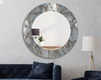 Tempered Glass Mirror Wall Decor for Bathroom Mirror-Entryway Wall Mirror-Circle Mirror-Vanity Mirror-Silver Mirror-Pearl Silver Mirror