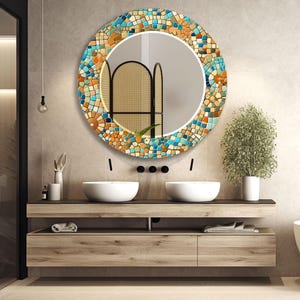 Asymmetrical Tempered Glass Wall Mirror: Modern Mosaic Decor