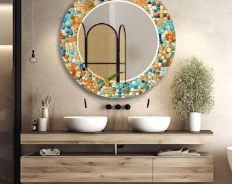 Asymmetrical Tempered Glass Wall Mirror: Modern Mosaic Decor