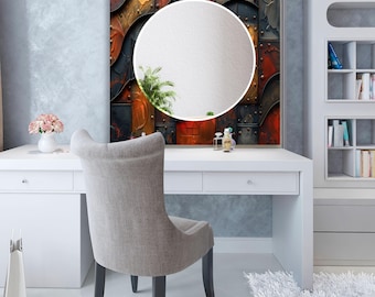 Bathroom, Entryway Tempered Glass Mosaic Wall Mirror, Blue Stained Vanity Mirror