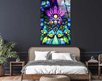 強化ガラスの花の壁アート：ステンドグラスの窓装飾 - Etsy 日本