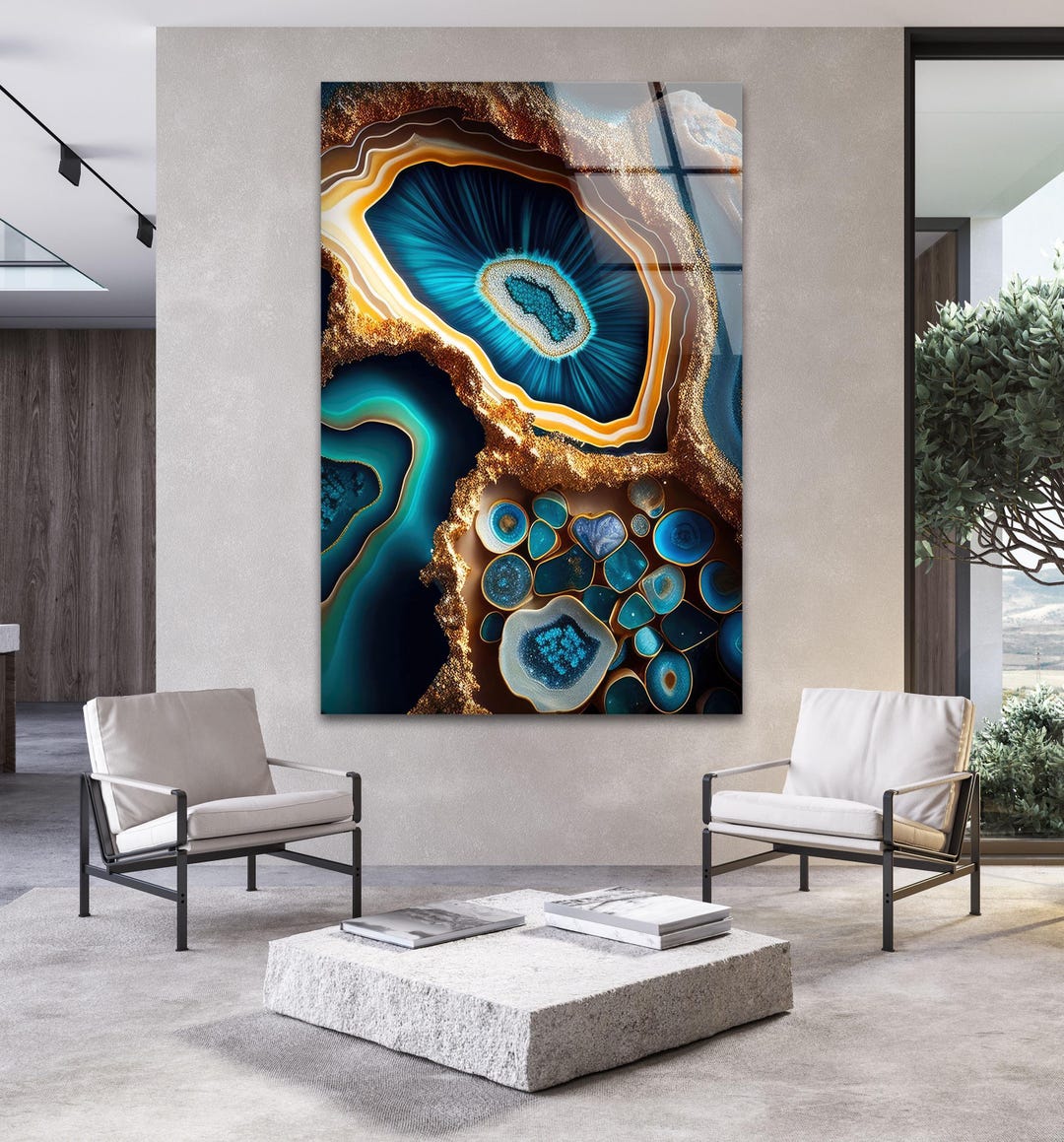 Tempered Glass Abstract Wall Art - Marble Design - Living Room Decor - Etsy