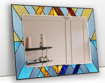 Asymmetrical Tempered Glass Wall Mirror: Modern Mosaic Design