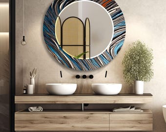 Asymmetrical Tempered Glass Wall Mirror: Modern Art Decor