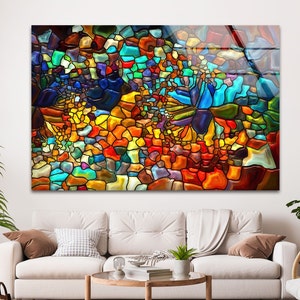 Stained Glass Print on Tempered Glass, Wall Art glass art prints for Home or Office