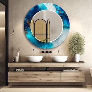 Asymmetrical Tempered Glass Wall Mirror: Modern Art Decor