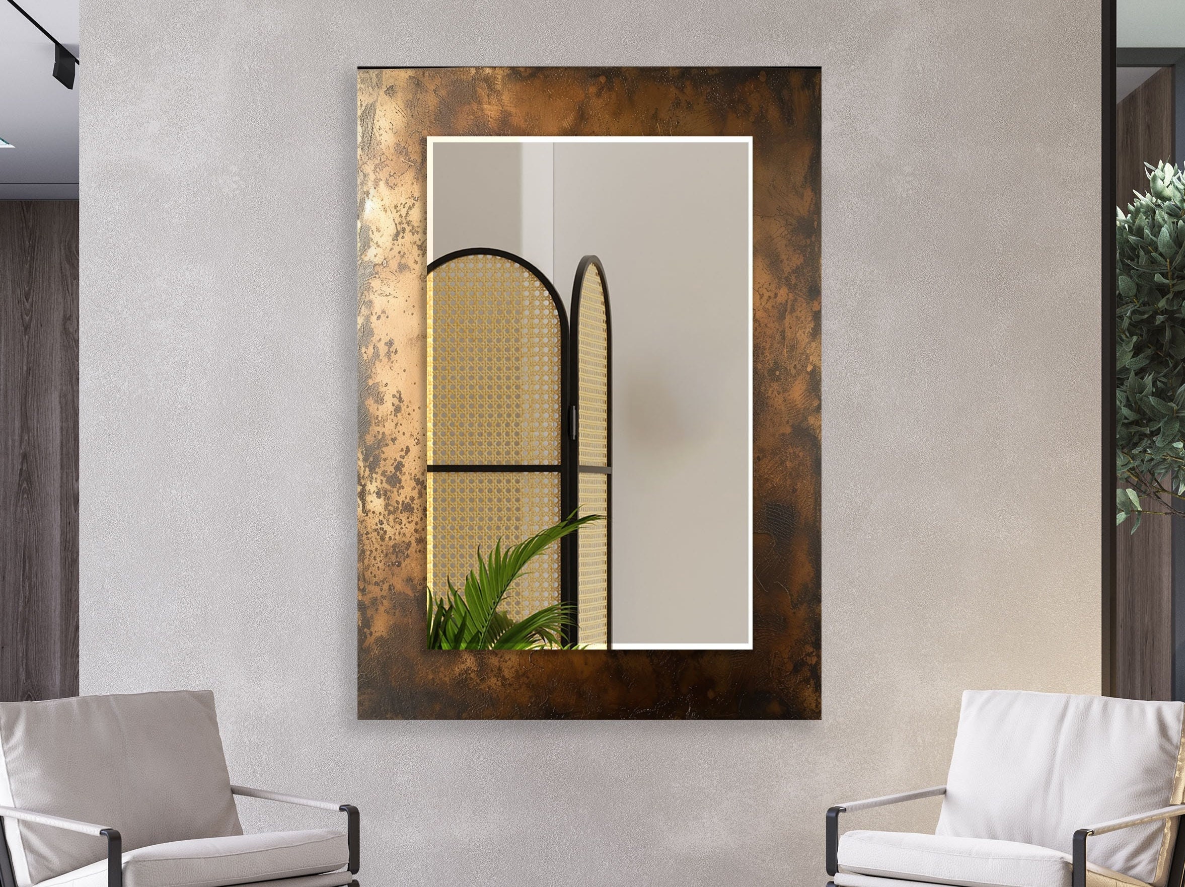 DWELLER Espejo Irregular Para Decoración De Pared De 28.5 X 19.3 Pulgadas, Espejo Asimétrico