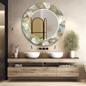 Decorative tempered glass wall mirror reflecting natural light indoors