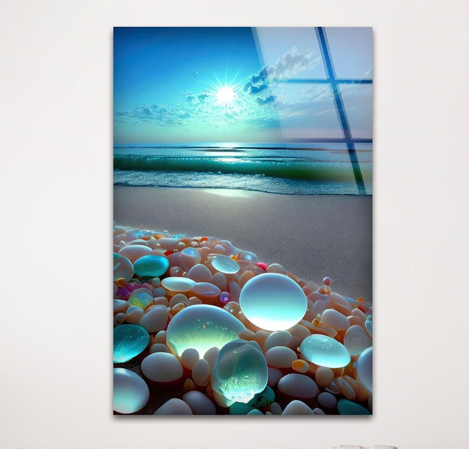 Ocean Sunset Tempered Glass Wall Art: Coastal Beach Print - Etsy