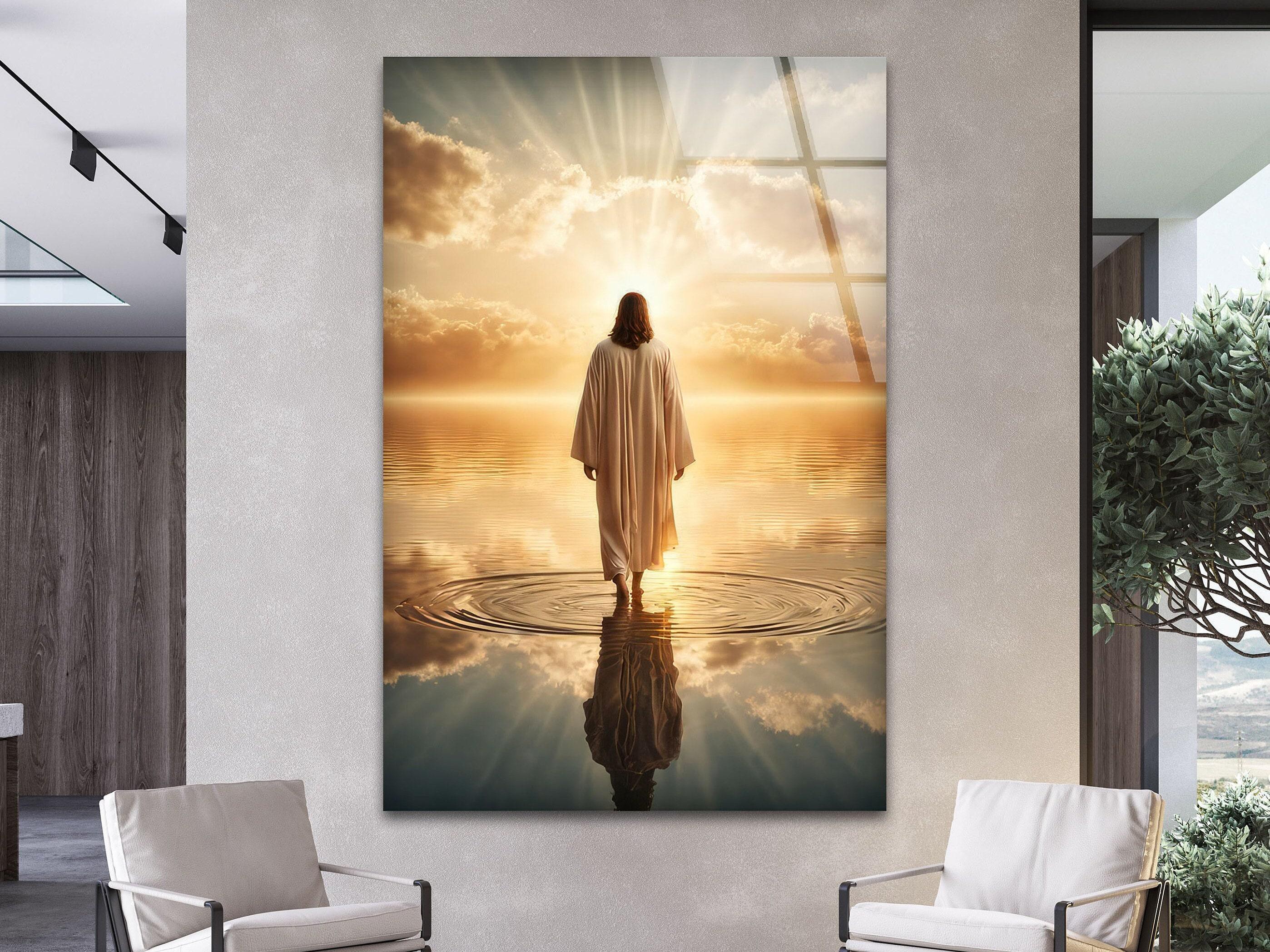 Jesus Walking on Water Tempered Glass Wall Art, Sunrise Design - Etsy