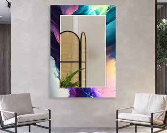 Asymmetrical Tempered Glass Wall Mirror: Modern Art Decor
