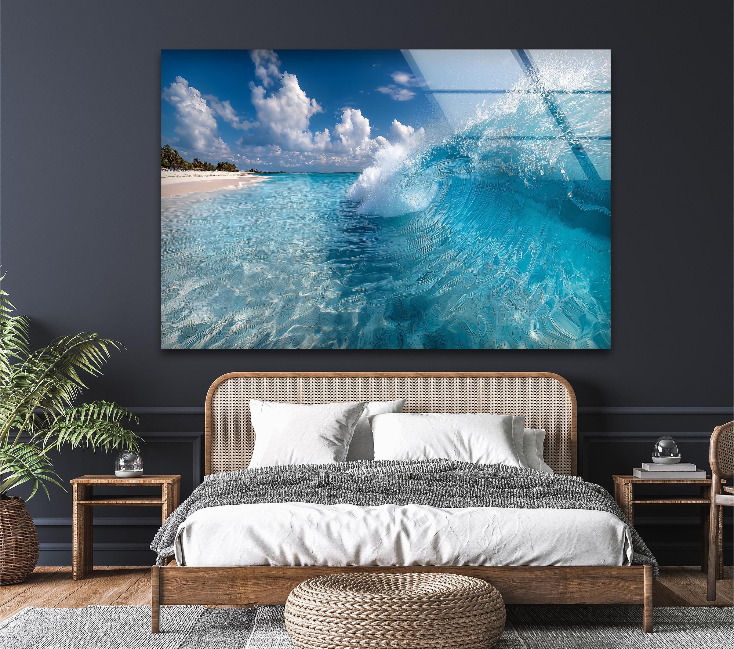 Ocean Wave Tempered Glass Wall Art – Coastal Beach Glass Print - Etsy