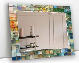 Tempered Glass Mirror Wall Decor for Bathroom Mirror-Entryway Wall Mirror-Makeup Mirror-Round Mirror-Mosaic Mirror-Stained Mirror