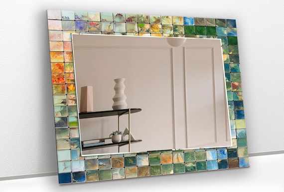 Asymmetrical Tempered Glass Wall Mirror: Modern Art Decor