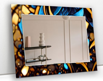 Espejo de pared asimétrico de cristal templado: decoración moderna para el hogar.
