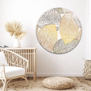 Skeleton Leaf Pattern Glass Wall Art – Modern Botanical Tempered Decor Panel