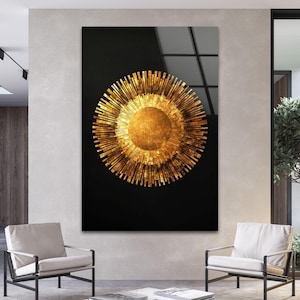 Tempered Glass Art, Glass Printing, Tempered Glass Wall Art, Gold Wall Art, Gold wall Art, Modern Golden glass art prints Art