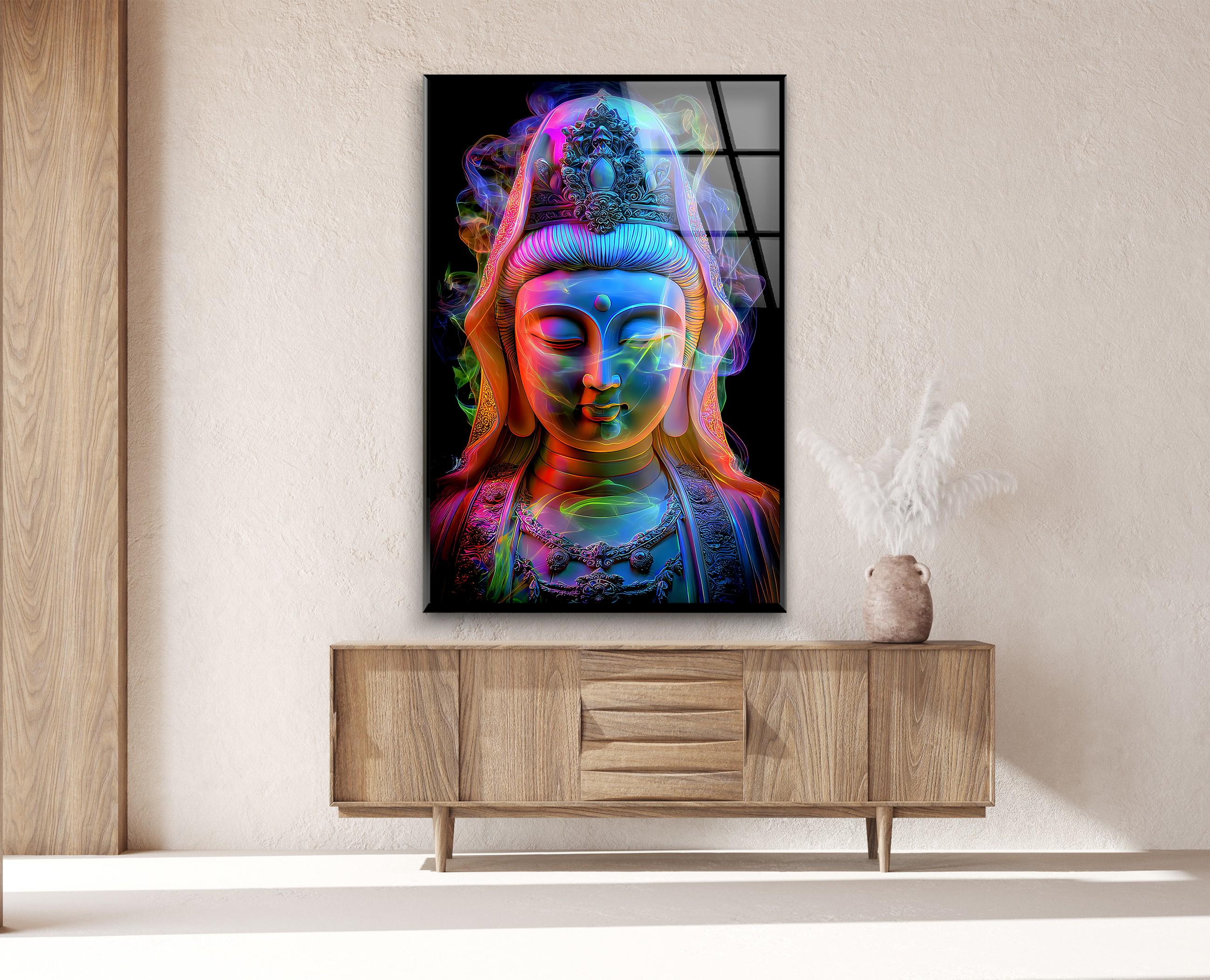 Neon Buddha Glass Wall Art – Spiritual Zen Decor - Etsy