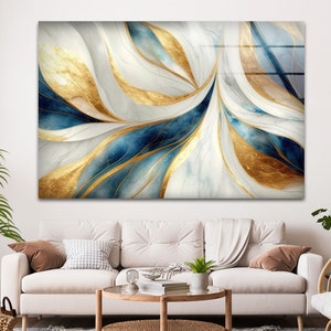 Golden Abstract Tempered Glass Wall Art Luxury Glass glass art prints Print, Glass Printing Art, glass printing wall arts, glass art prints