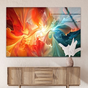 Tempered Glass Art, Glass Printing, Tempered Glass Wall Art, Fractal Wall Art, Abstract wall art, Red Abstract Art, glass printing wall arts