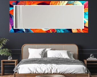 Modern Tempered Glass Bathroom Wall Mirror, Vanity Hallway or Panoramic glass art prints