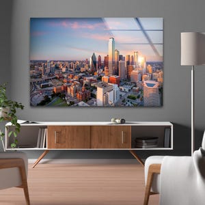 Tempered Glass Art, Glass Printing, Tempered Glass Wall Art, Dallas Landscape Art, Dallas City Landscape Wall Art, cityscape wall art