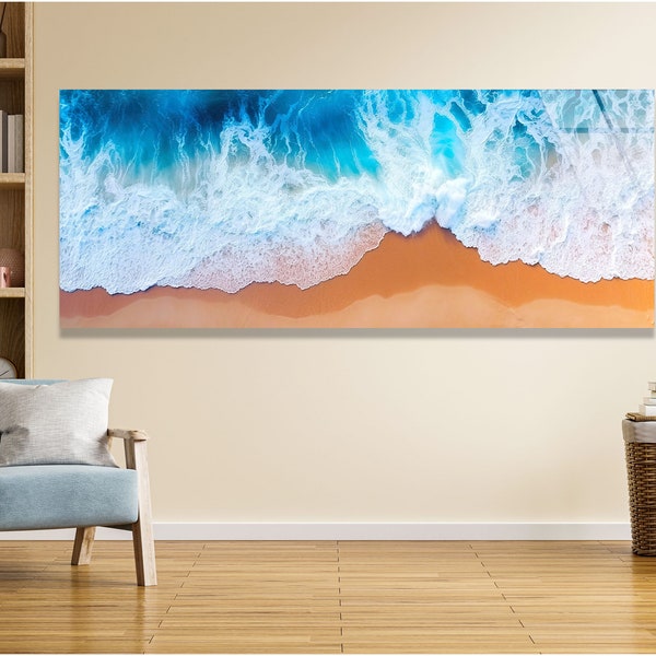 Tempered Glass Art-Glass Printing- Panoramic Wall Art-Glass Wall Decor-Home Decor-Wall Hangings-Ocean View Wall Art-Sea Waves Wall Decor