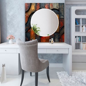 Bathroom, Entryway Tempered Glass Mosaic Wall Mirror, Blue Stained Vanity Mirror