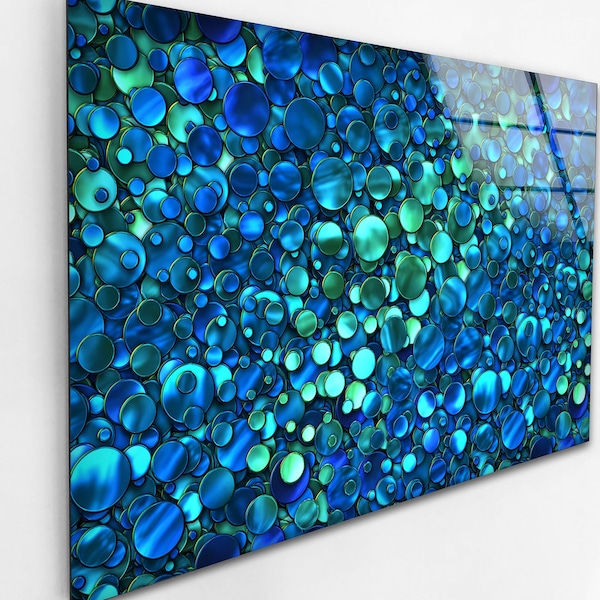 Art en verre trempé - Impression sur verre bleu - Art mural en verre trempé - Décoration murale en verre - Décoration d'intérieur - Décoration murale bleue - Art coloré en bleu - Art abstrait