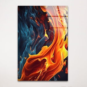 Red Fractal Tempered Glass Wall Art, Modern Abstract Print for Home , glass art prints, Glass Printing Art, glass printing wall arts