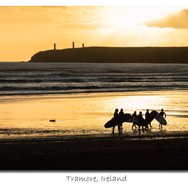 Surfers at the Tramore Beach, Ireland