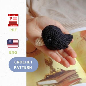 Crow crochet pattern, Raven halloween crochet pattern, Creepy amigurumi, Witchy home decor