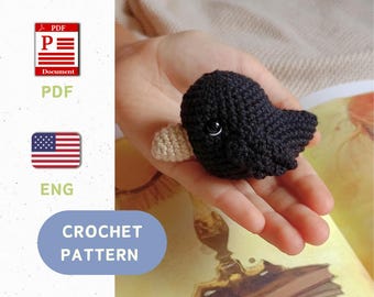 Crow crochet pattern, Raven halloween crochet pattern, Creepy amigurumi, Witchy home decor