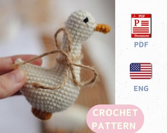 Goose crochet pattern, No-sew amigurumi duck keychain, Crochet amigurumi toy, Spring decoration DIY, Easy for beginners