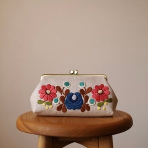 Japanese handmade embroidery flower pouch wallet ,kawaii handmade wallet,cute pouch