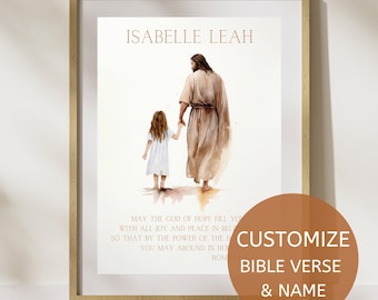 Custom Bible Verse Wall Print For Christian Nursery Print Kids Room Bible verse Art Printable Jesus With Girl Nursery Print Baby Shower Gift