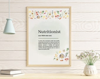 Nutritionist Definition Poster: Boho Nutrition Office Decor (Digital Download)