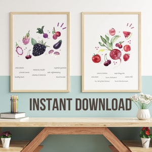 Nutrition Poster Set: Colorful Kitchen Prints (Digital Download) image 1