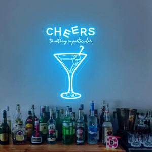 Prost auf nichts Besonderes Leuchtreklame, Trendy Retro Bar Art, Alkohol Neonlicht, Martini Hausbar Dekoration, Vintage Kneipenwandkunst