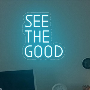 Zobacz dobry neon, Inspirujące cytaty neonowe światło, Dekoracja ścienna biura, Prezent dla niej, Prezent na parapetówkę, Neonowa ściana do salonu