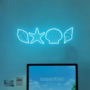Seashell Neon Sign, Seashell Led Light, Clams Shell Wall Decor, Summer ...