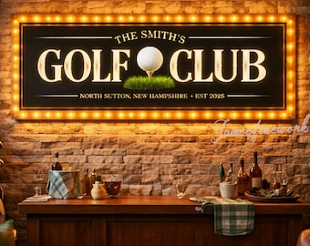 Gepersonaliseerd ledbord golftent, gepersonaliseerd golfmuurdecoratie, bord bar en lounge, bord golfcadeaus simulator kamer