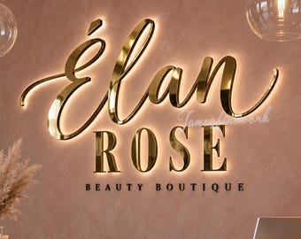 Custom Backlit Logo Sign, Beauty Salon Sign, 3D Business Sign, Business Signboard, Custom Laser Cut, Logo With Raised 3D Design