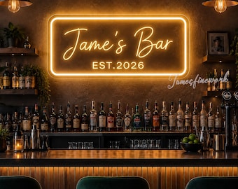 Custom neonbord naam bar, gepersonaliseerde led-verlichting thuisbar, mangrotdecor, cadeaus voor hem, cadeau vader