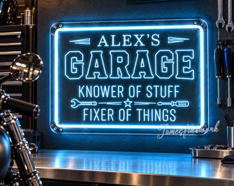 Custom Garage Neon Signs,Garage Sign,Personalized Light Up Man Cave Signs, Gift for Dad,Christmas gifts, Garage Bar Decor, Workshop Car Sign