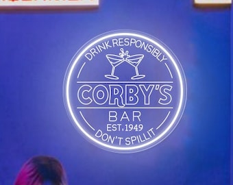 Custom neonbord pub, gepersonaliseerd barneon, neonlicht man Cave, neonbord martinibar, oplichtend barbord voor echtgenoot, bewegwijzering barclub