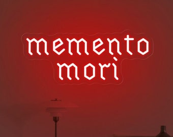 Memento Mori Led Neon Sign, Stoic Wall Art,Gothic home decor, For Anniversary gift,Dark Art Decor,Ghost Neon Sign, Bedroom neon light