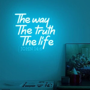 The Way The Truth The Life Neon Sign, Christian Jesus Neon Decor, Bible Verse Neon Light,Religious Faith Decor,Religious Gifts For Friends