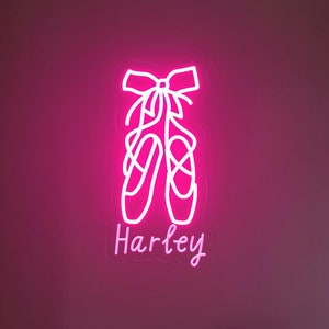 Custom Ballerina Name Neon Sign, Personalized Ballet Shoes Led Neon, Ballet Club Wall Art, Ballet Room Neon, Custom Name Ballet-Dancer Gift