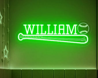 Custom honkbal neonbord, honkbal naam tieners jongen slaapkamer muur decor, sport verjaardagsfeestje decor gepersonaliseerd cadeau voor kinderen, honkbal cadeau